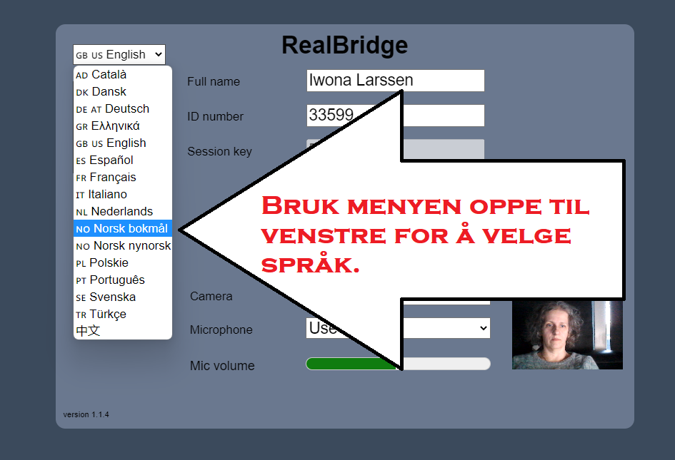 Bruk norsk versjon av RealBridge